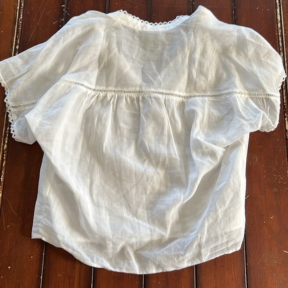 Les Coyotes De Paris Size 34 Ella White Blouse With Lace Inserts - Picture 8 of 9